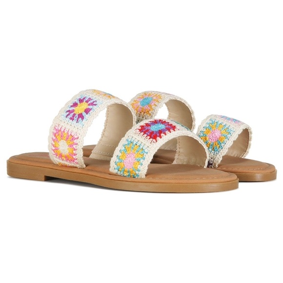 Jellypop Shoes - JELLYPOP Women's Robbie Natural Multi Crochet Slip On Sandals Size 10 NEW
